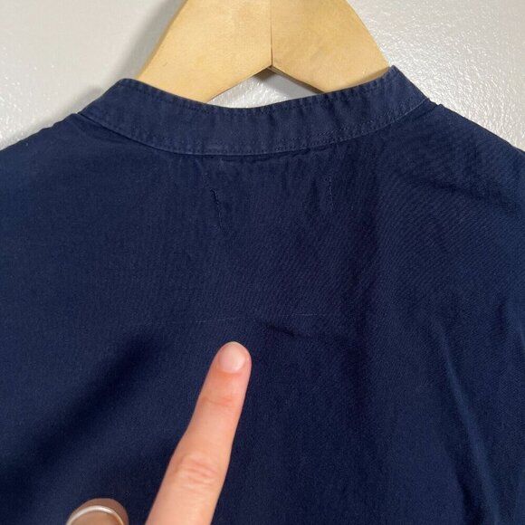 Everlane Shirt Dress Size 4 Navy Blue Cotton Band Collar Minimal Work Office - Picture 6 of 8